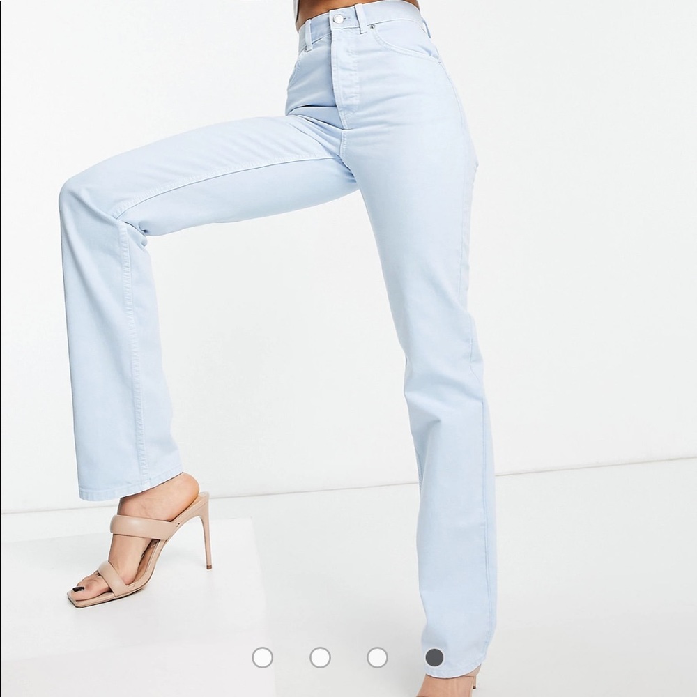 ASOS DESIGN tall mid rise 90’s straight leg jeans in powder blue